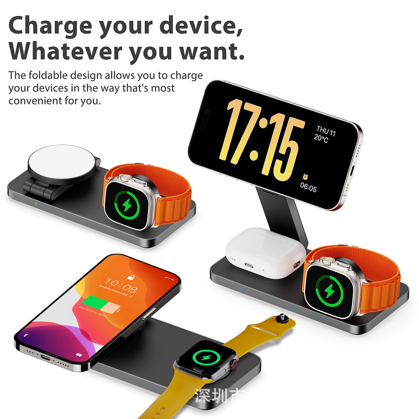 3-in-1 Magnetic Wireless Charger for iPhone Apple Watch AirPods